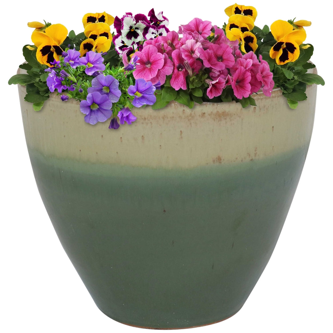 Sunnydaze 13 in Resort High-Fired Glazed Ceramic Planter - Seafoam Image 5