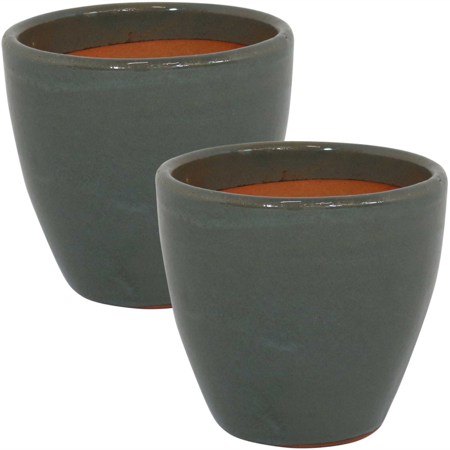 Sunnydaze 8 in Resort Glazed Ceramic Planter - Gray - Set of 2 Image 1