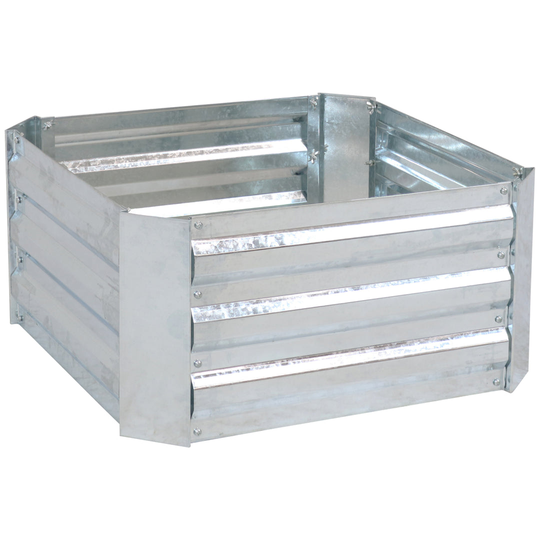 Sunnydaze Galvanized Steel Square Raised Garden Bed - 24 in - Silver Image 1