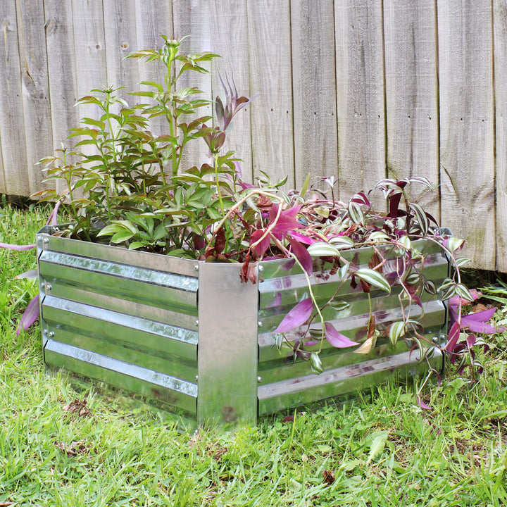 Sunnydaze Galvanized Steel Square Raised Garden Bed - 24 in - Silver Image 4