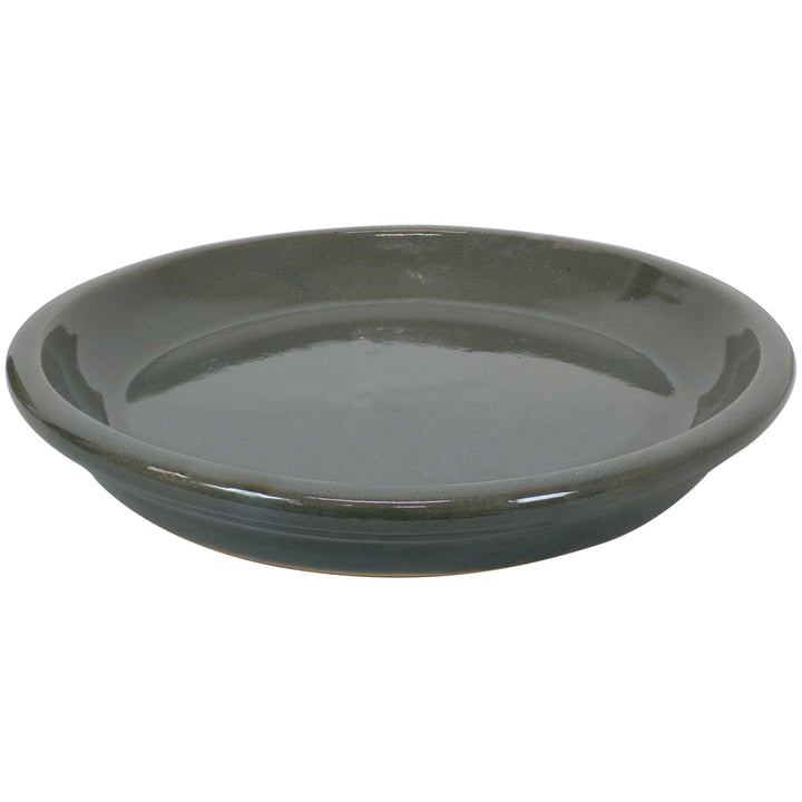 Sunnydaze 9 in Glazed Ceramic Flower Pot/Plant Saucer - Gray - Set of 2 Image 8