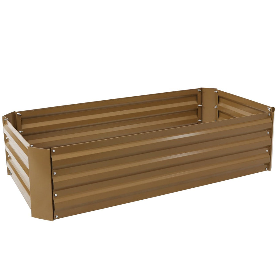 Sunnydaze Galvanized Steel Rectangle Raised Garden Bed - 48 in - Brown Image 1