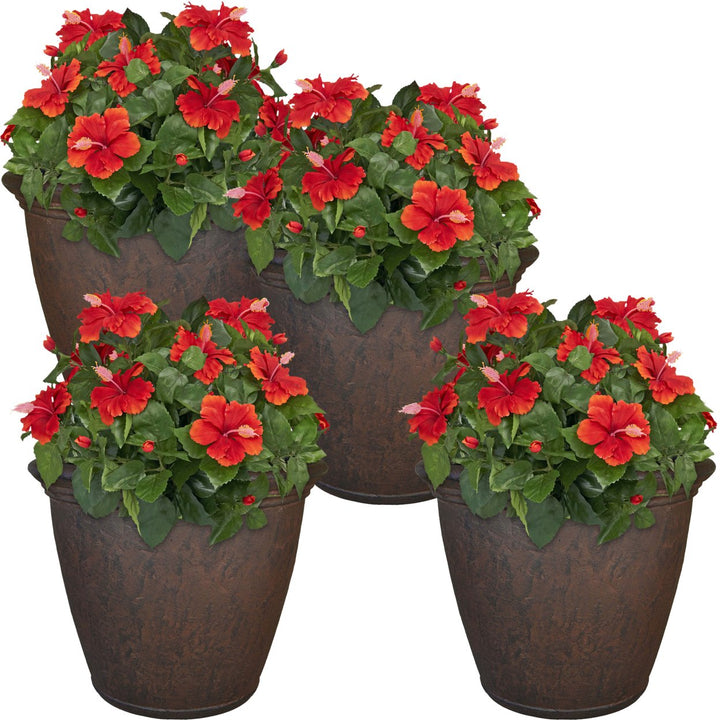 Sunnydaze 24 in Anjelica Unbreakable Polyresin Planter - Rust - Set of 4 Image 7