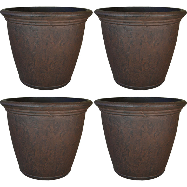 Sunnydaze 15.25 in Anjelica Unbreakable Polyresin Planter - Rust - Set of 4 Image 1