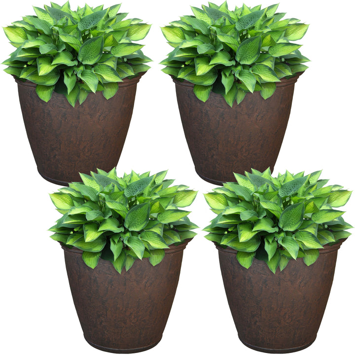 Sunnydaze 15.25 in Anjelica Unbreakable Polyresin Planter - Rust - Set of 4 Image 6