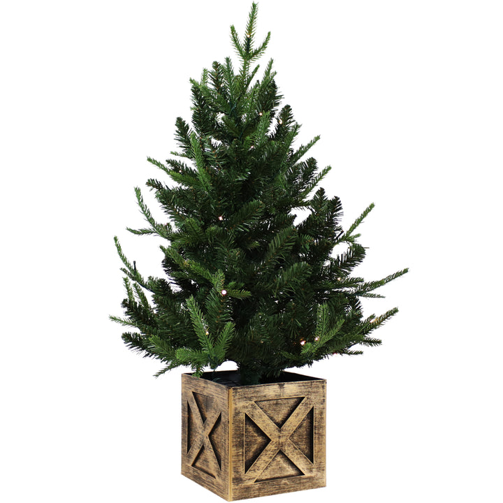 Sunnydaze Farmhouse Indoor Pre-Lit Artificial Christmas Tree - 3 ft Image 1