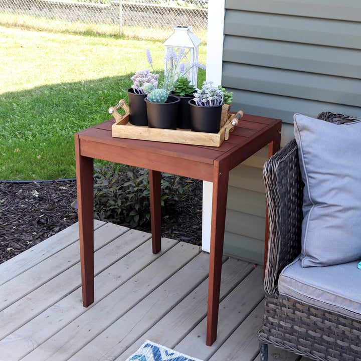 Sunnydaze 23.5 in Meranti Wood with Mahogany Finish Square Patio Side Table Image 4