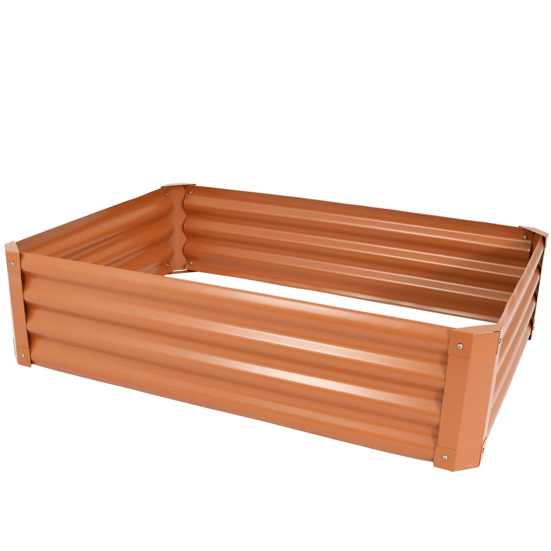 Sunnydaze Powder-Coated Steel Rectangle Raised Garden Bed - Brown - 47 in Image 1