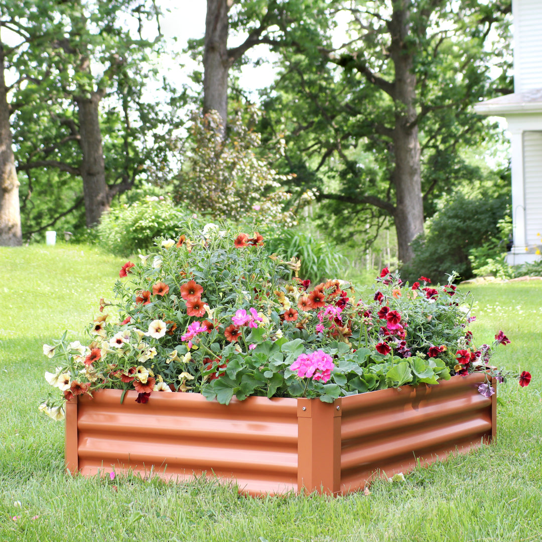 Sunnydaze Powder-Coated Steel Rectangle Raised Garden Bed - Brown - 47 in Image 4