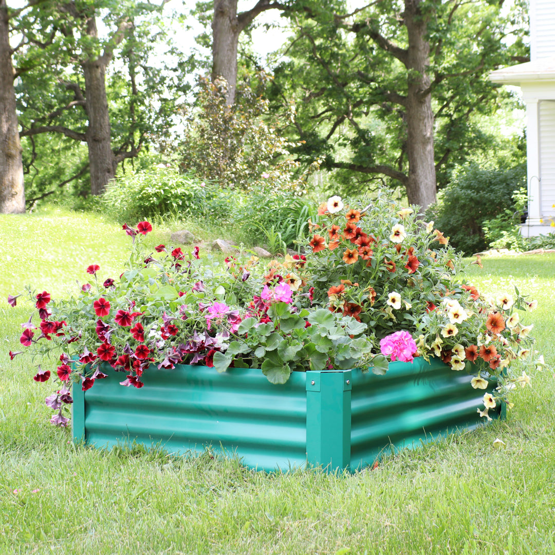 Sunnydaze Powder-Coated Steel Rectangle Raised Garden Bed - Green - 47 in Image 2