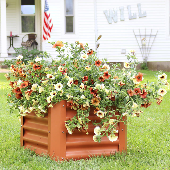 Sunnydaze Powder-Coated Steel Square Raised Garden Bed - Brown - 22 in Image 4