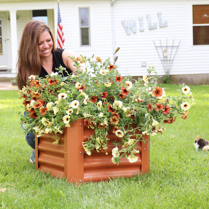 Sunnydaze Powder-Coated Steel Square Raised Garden Bed - Brown - 22 in Image 7