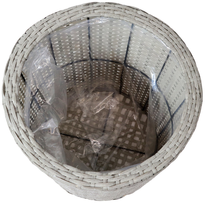 Sunnydaze Polyrattan Indoor Round Planter - Gray - 14.5 in, 11.75 in Image 7