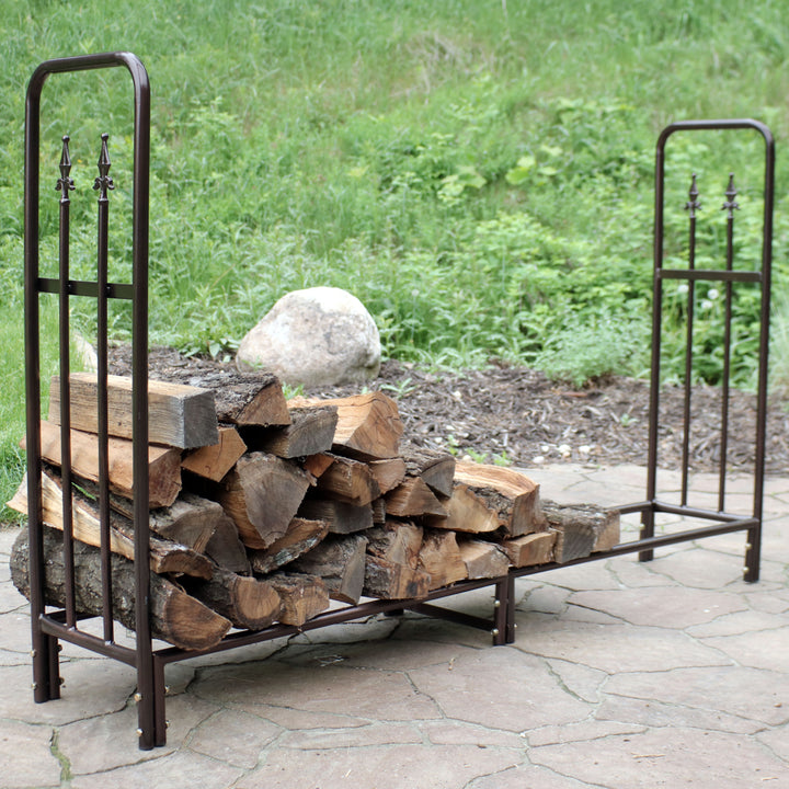 Sunnydaze 6 ft Decorative Steel Firewood Log Rack - Bronze Image 4