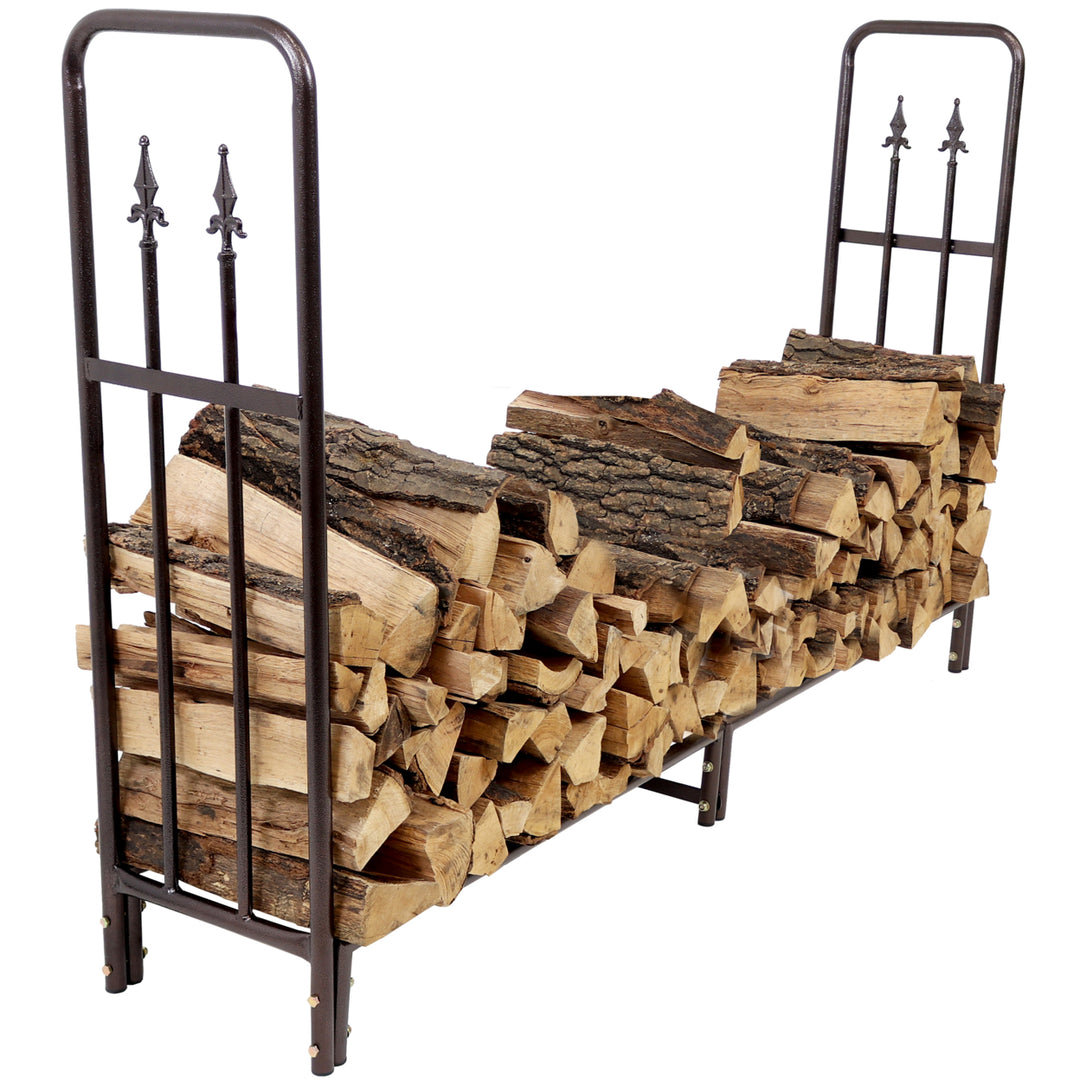 Sunnydaze 6 ft Decorative Steel Firewood Log Rack - Bronze Image 6