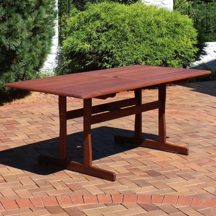 Sunnydaze 6 ft Meranti Wood Rectangular Patio Dining Image 2