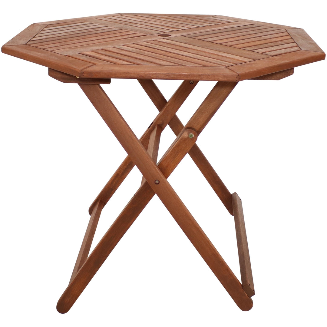 Sunnydaze 35.5 in Meranti Wood Folding Octagon Patio Dining Image 7