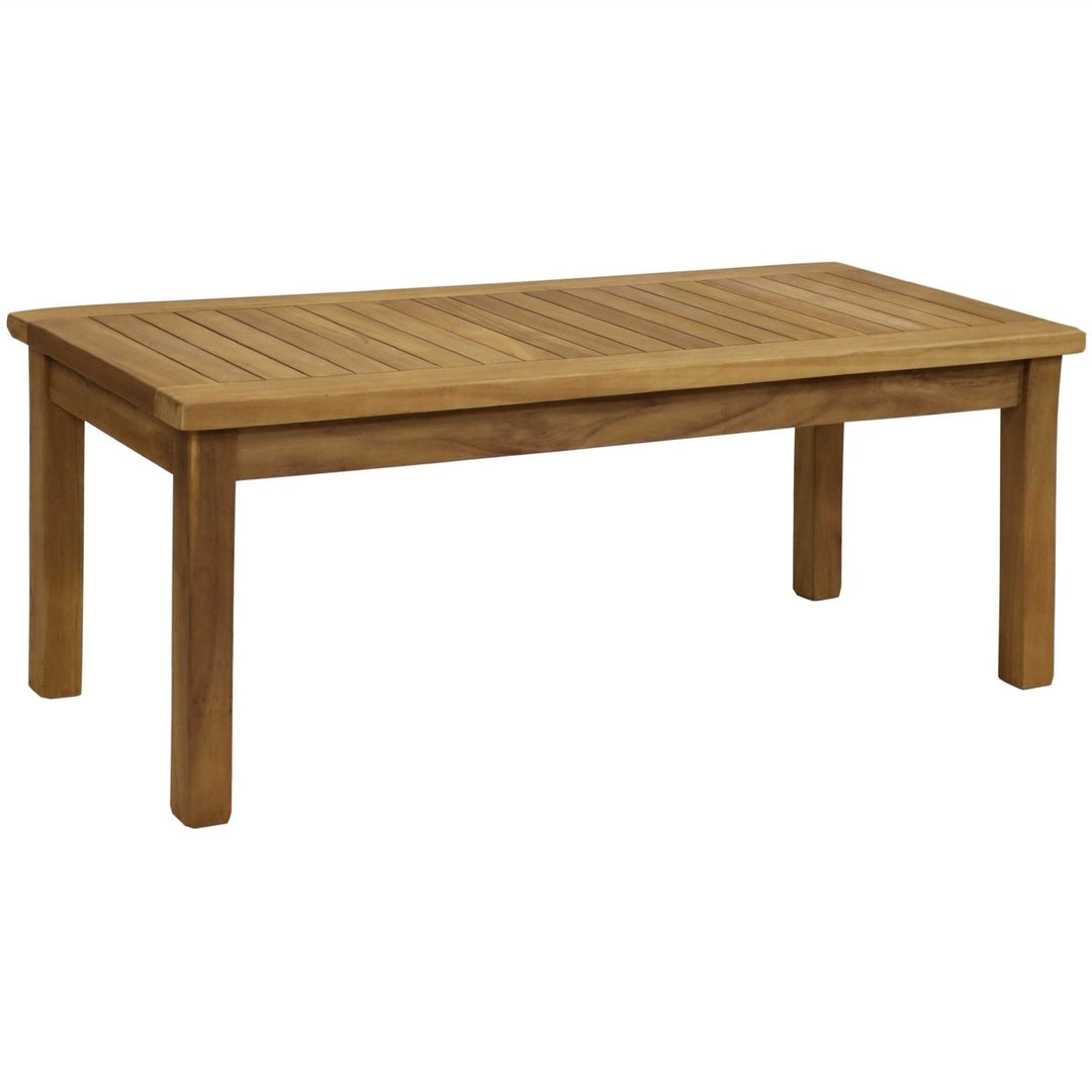 Sunnydaze 45.75 in Teak Wood Rectangular Patio Coffee Table Image 1