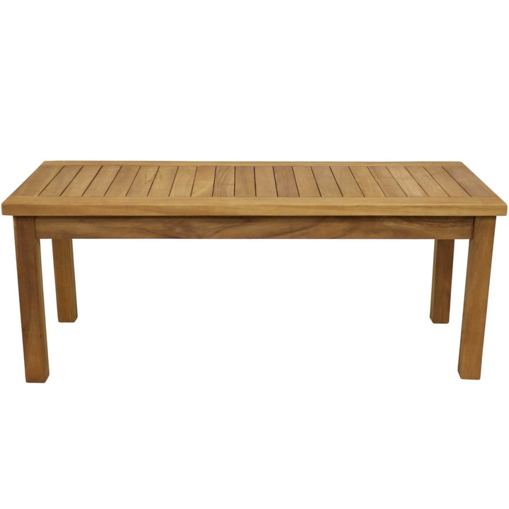 Sunnydaze 45.75 in Teak Wood Rectangular Patio Coffee Table Image 8