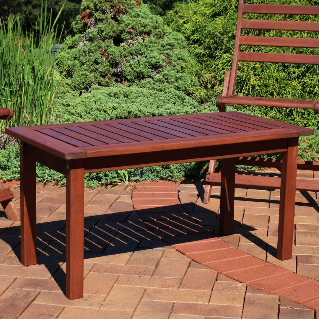 Sunnydaze 35.5 in Meranti Wood Rectangular Patio Coffee Table Image 2