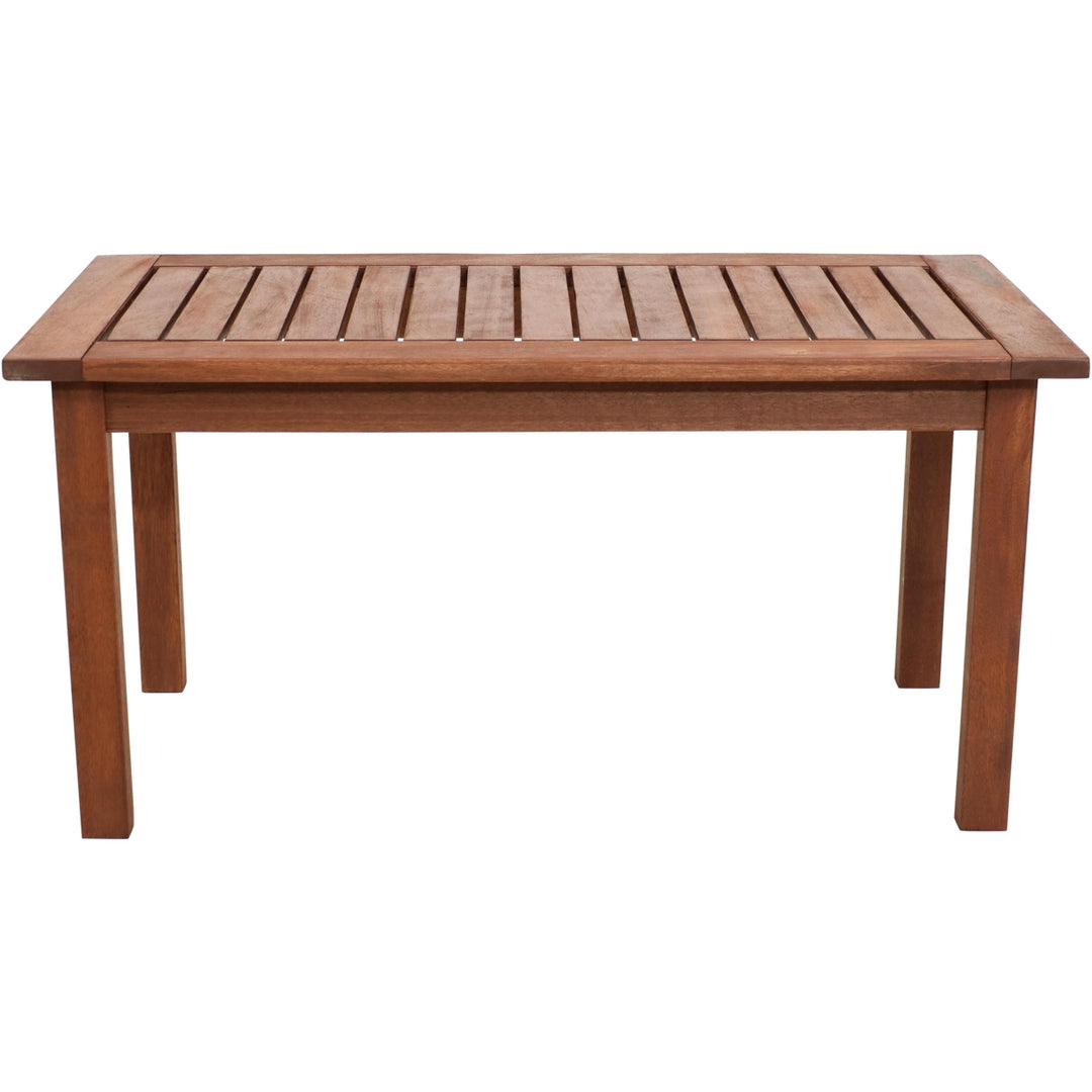 Sunnydaze 35.5 in Meranti Wood Rectangular Patio Coffee Table Image 5