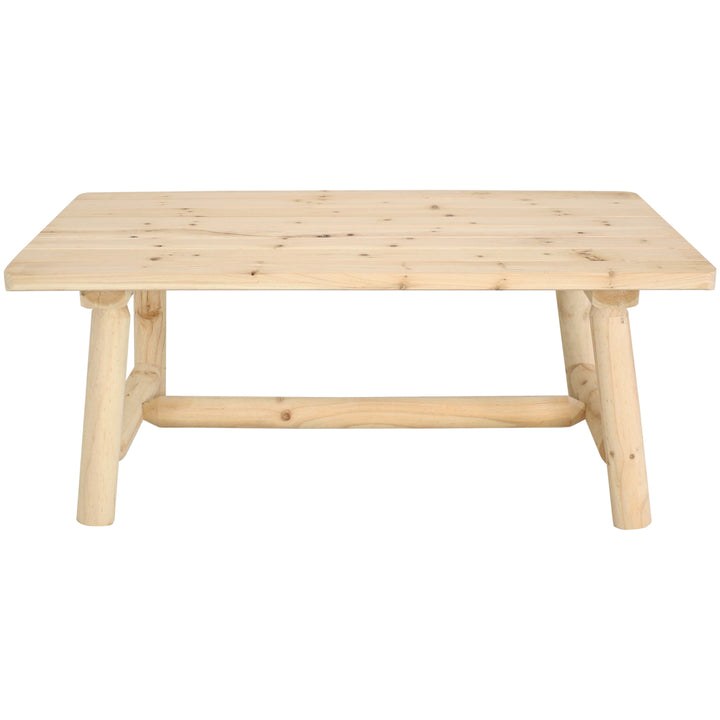 Sunnydaze Rustic Wooden Rectangular Coffee Table - Unfinished - 41.75 in Image 7