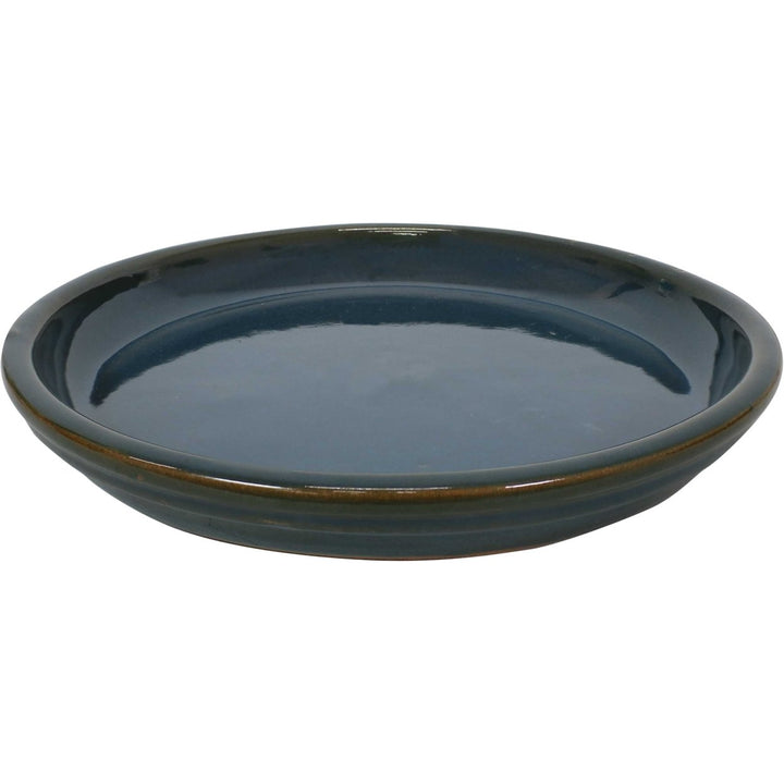 Sunnydaze 12 in Ceramic Flower Pot/Plant Saucer - Dark Green - Set of 4 Image 8