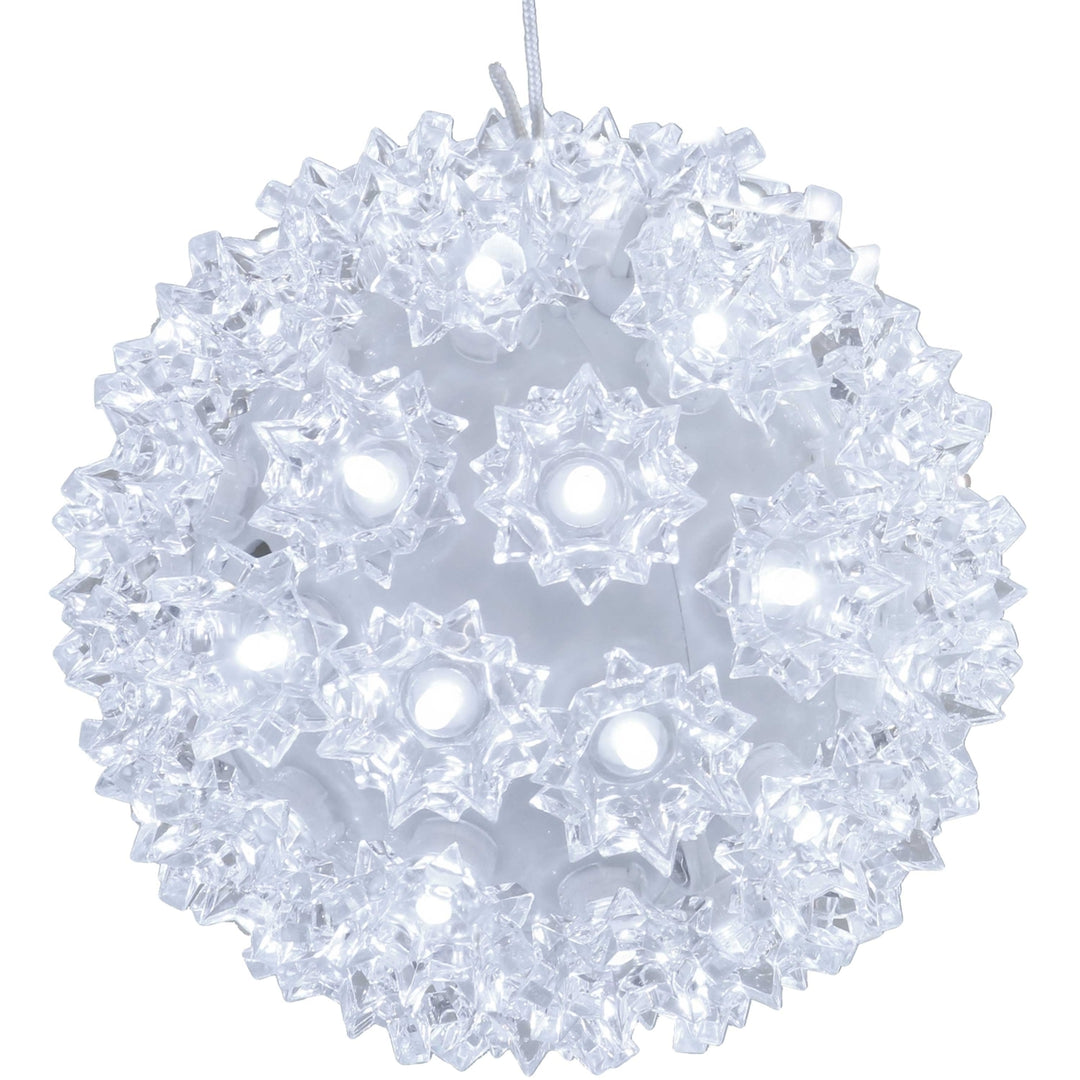 Sunnydaze 5 in Outdoor Lighted Ball Hanging Decor - White - 50 Bulbs Image 1