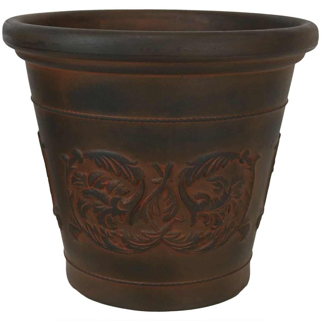 Sunnydaze 16 in Arabella Polyresin Planter with UV-Resistance - Rust Image 1