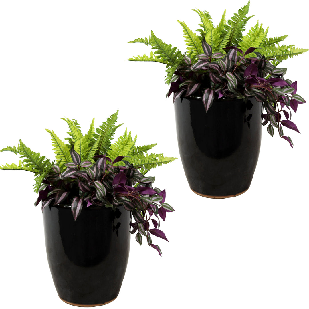 Sunnydaze Captivating Vista Ceramic Planter - 11.5" - Obsidian - Set of 2 Image 7