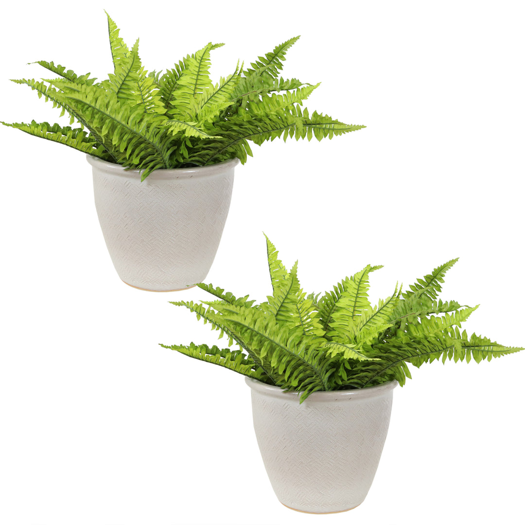 Sunnydaze 11 in Ocean Villa Glazed Ceramic Planter - Pearl - Set of 2 Image 7