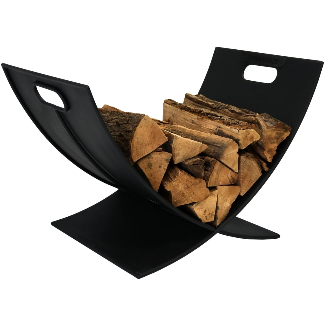 Sunnydaze 30 in Heavy-Duty Steel Firewood Log Rack - Black Image 6