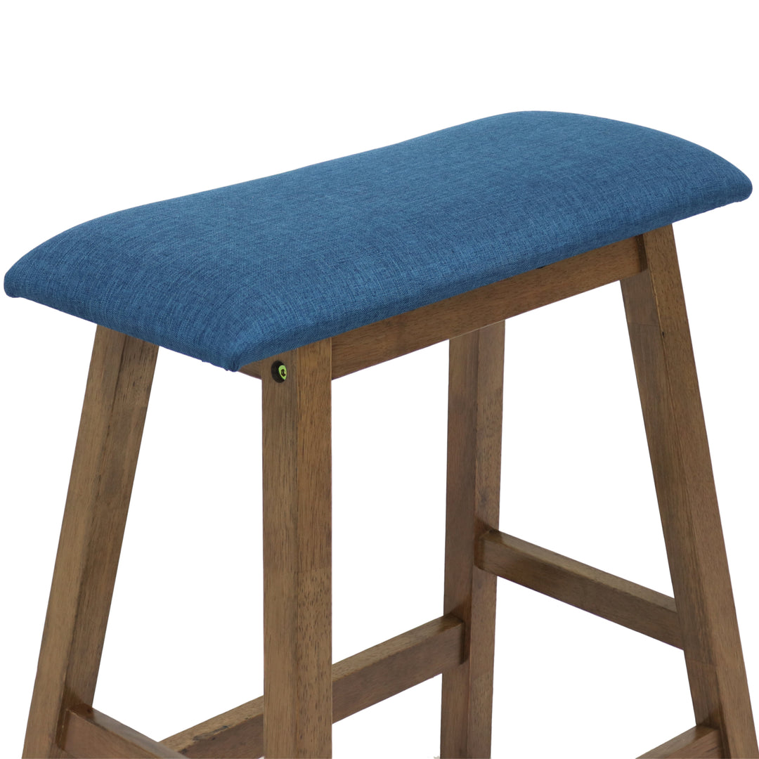 Sunnydaze Wood Counter-Height Stool with Cushion - Weathered Oak - Set of 2 Image 5