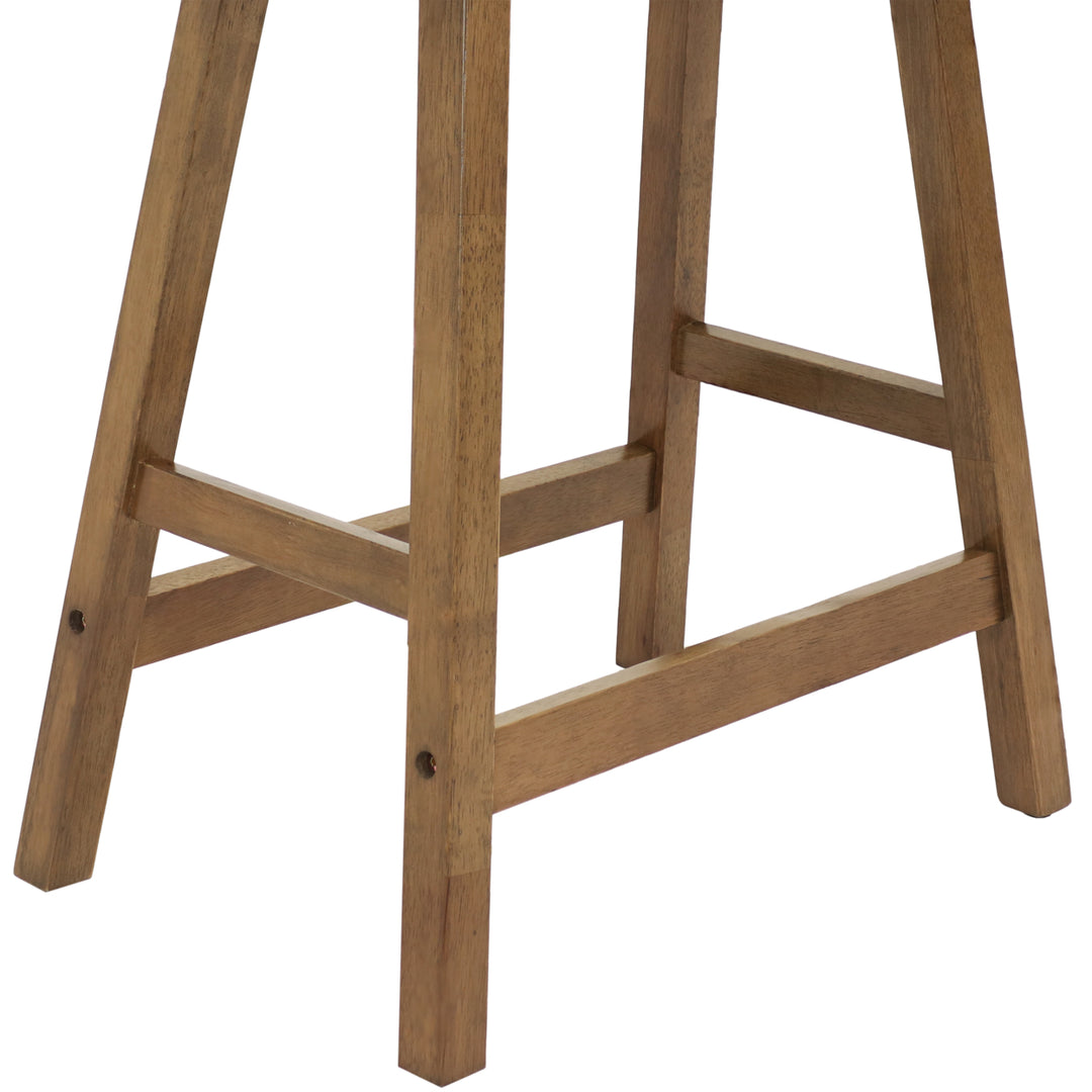 Sunnydaze Wood Counter-Height Stool with Cushion - Weathered Oak - Set of 2 Image 6