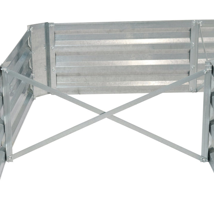 Sunnydaze Galvanized Steel L-Shaped Raised Garden Bed - 59.5 in - Silver Image 6