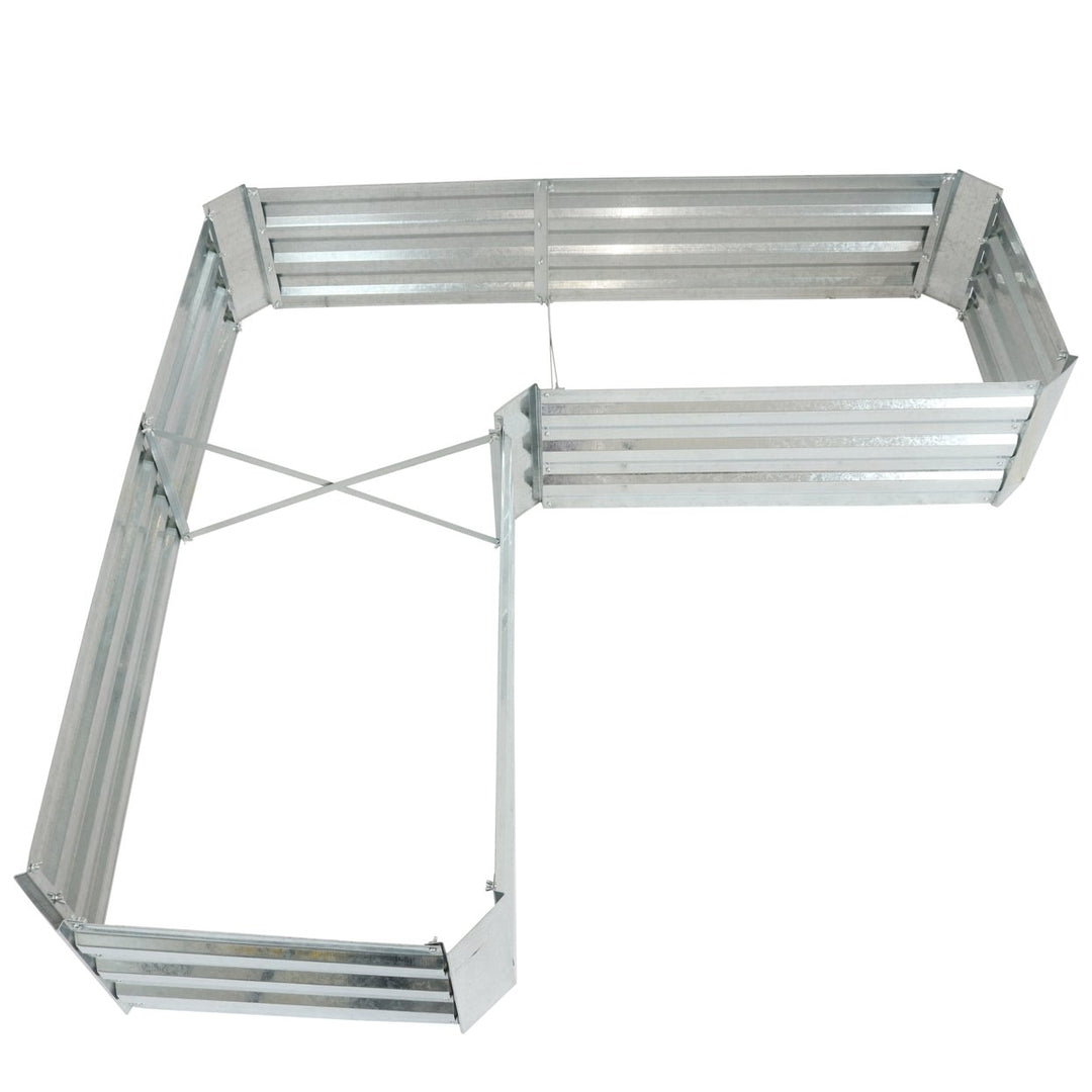 Sunnydaze Galvanized Steel L-Shaped Raised Garden Bed - 59.5 in - Silver Image 10