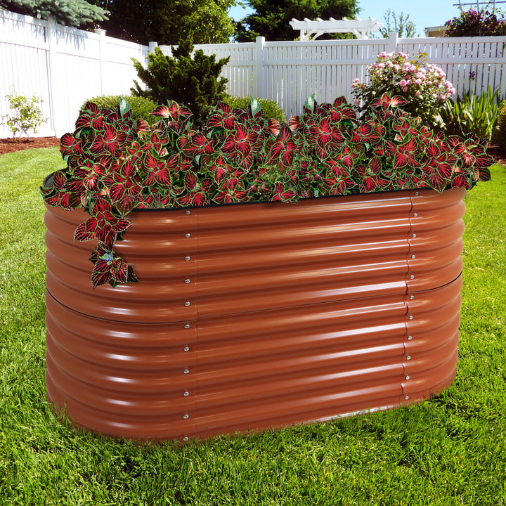 Sunnydaze Galvalume Steel Rectangle Raised Bed - Brown - 62.5 in x 32 in Image 6