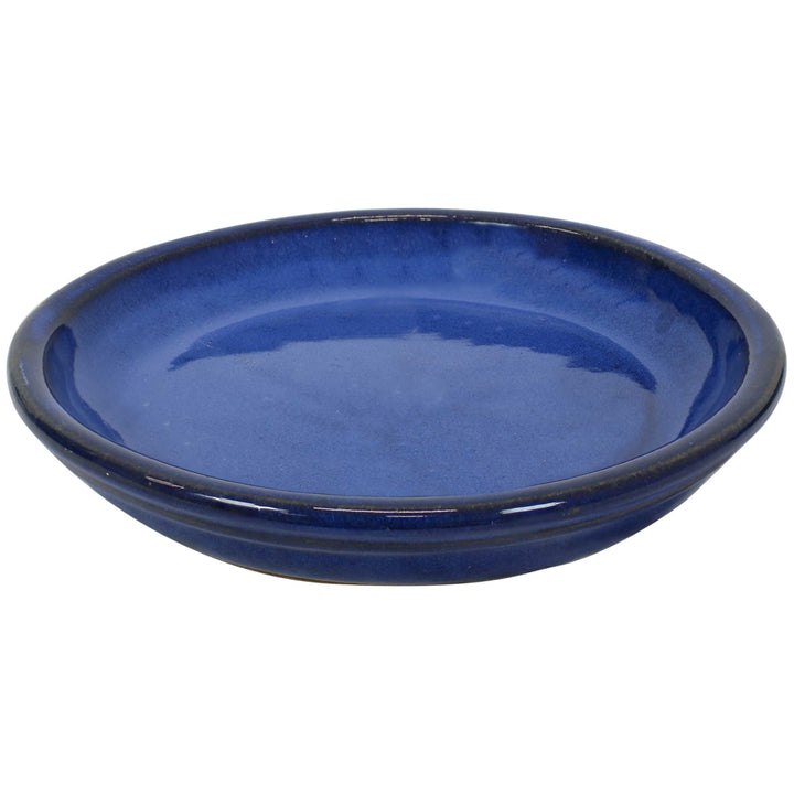 Sunnydaze 7 in Glazed Ceramic Flower Pot/Plant Saucer - Blue - Set of 4 Image 8