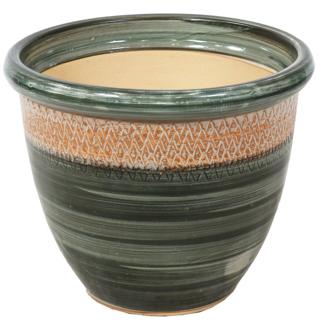 Sunnydaze Purlieu Ceramic Planter - 15" - Tempest Image 1