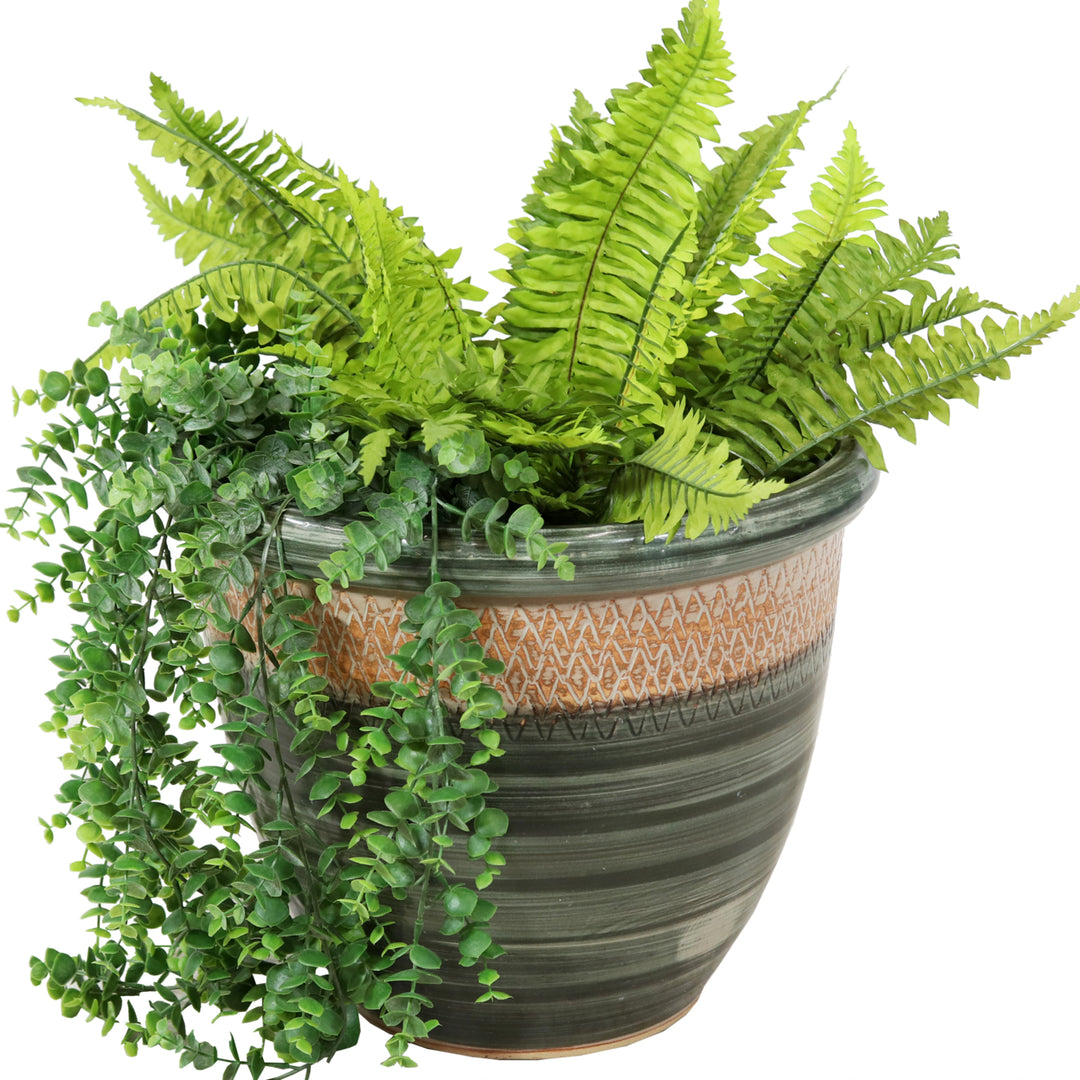 Sunnydaze Purlieu Ceramic Planter - 15" - Tempest Image 8