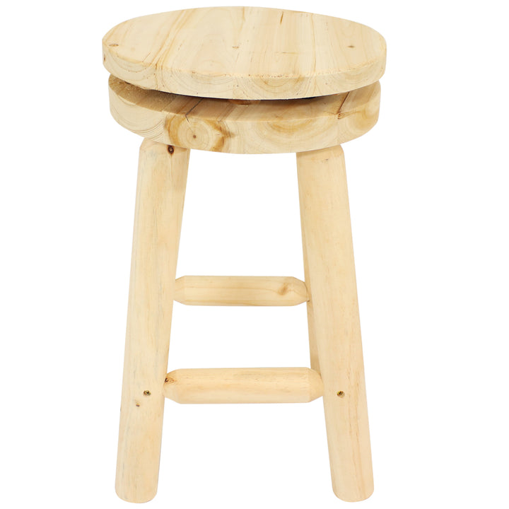 Sunnydaze Rustic Unfinished Fir Wood Indoor Swivel Counter-Height Stool Image 7