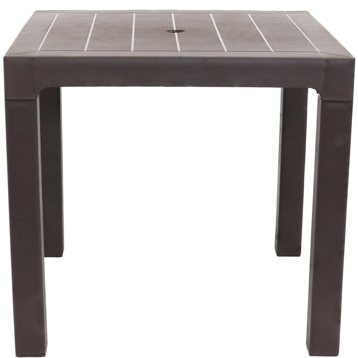 Sunnydaze 31.25 in Plastic Square Patio Dining Table - Brown Image 6