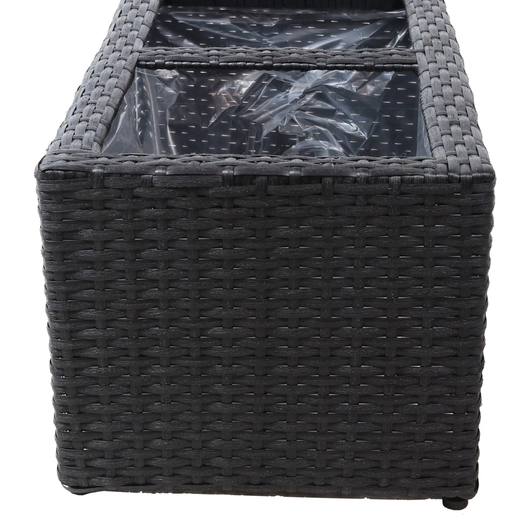 Sunnydaze Polyrattan Indoor Rectangle Planter - Black - Set of 2 Image 7