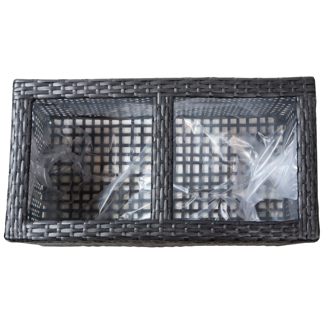 Sunnydaze Polyrattan Indoor Rectangle Planter - Black - Set of 2 Image 9