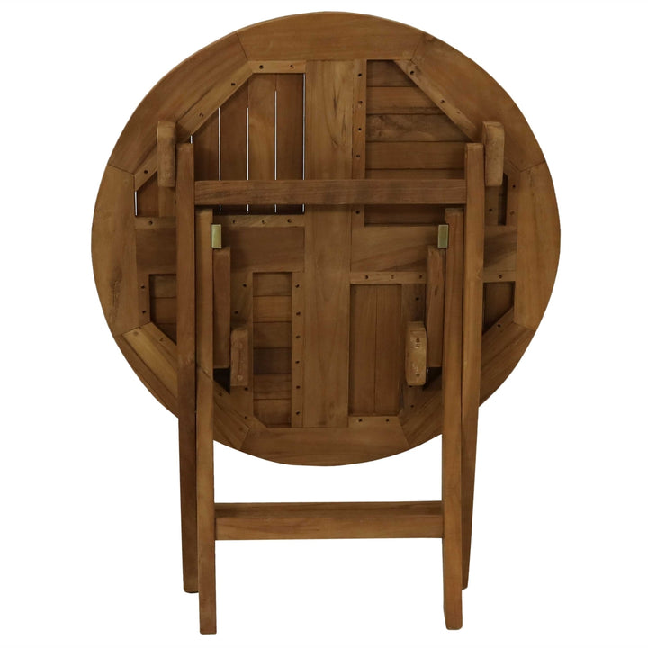 Sunnydaze 32 in Solid Teak Wood Folding Round Patio Dining Image 7