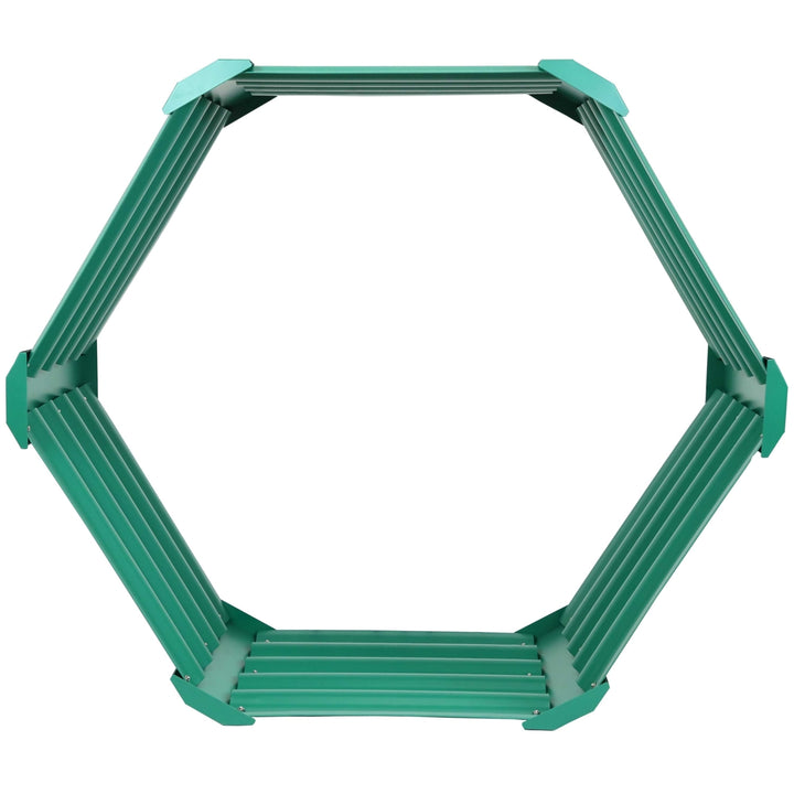 Sunnydaze Powder-Coated Steel Hexagon Raised Garden Bed - Green - 41 in Image 7