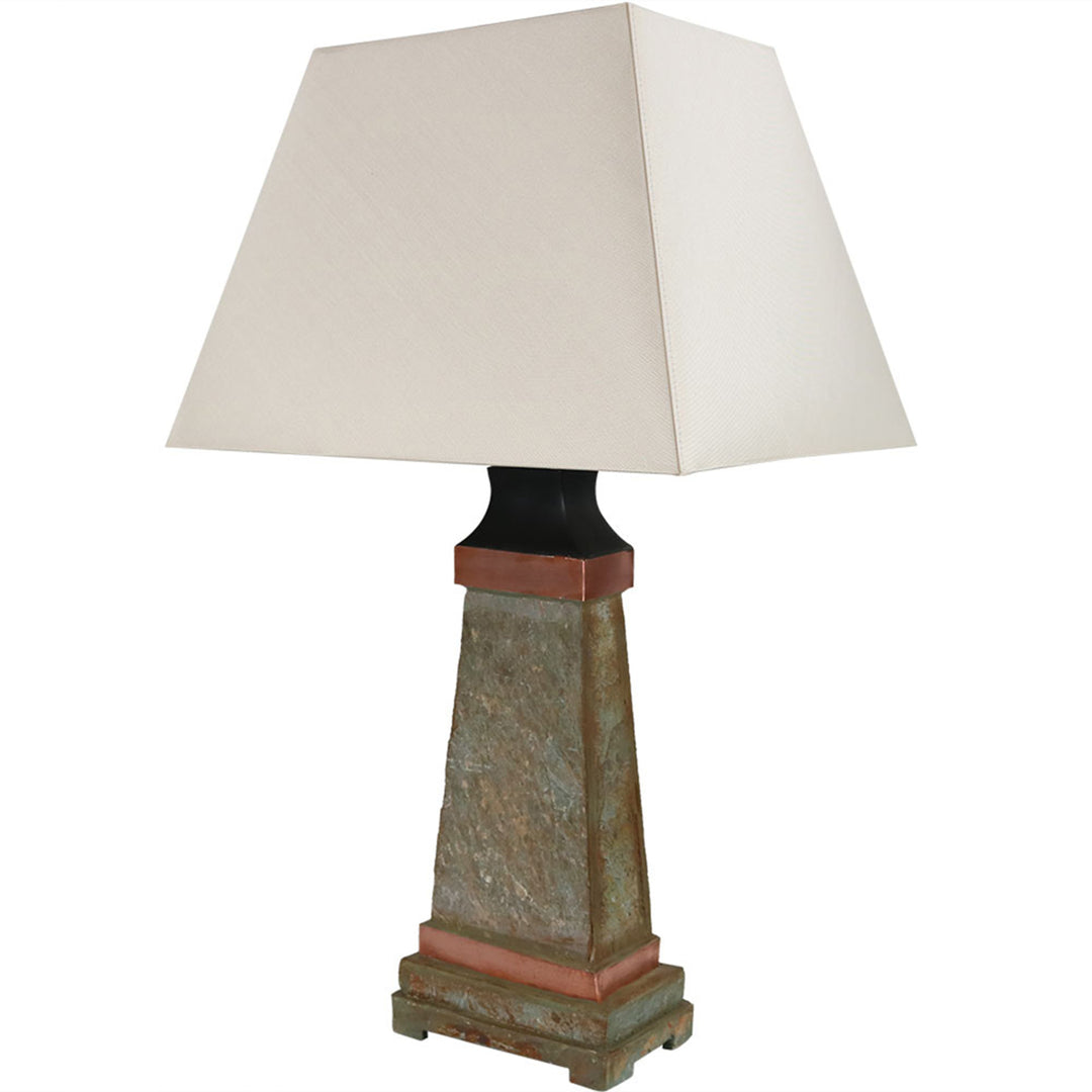 Sunnydaze 30 in Copper Trimmed Slate Indoor and Outdoor Table Lamp Image 1