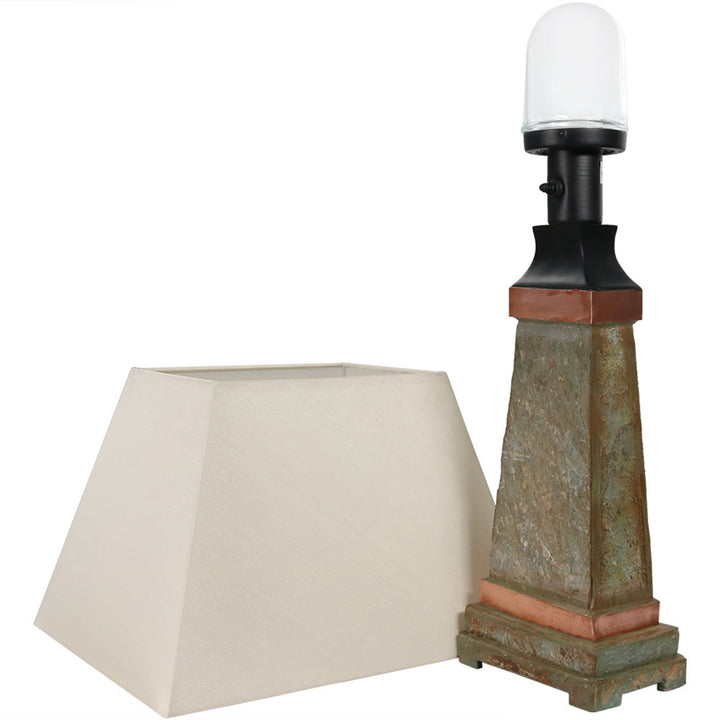 Sunnydaze 30 in Copper Trimmed Slate Indoor and Outdoor Table Lamp Image 7