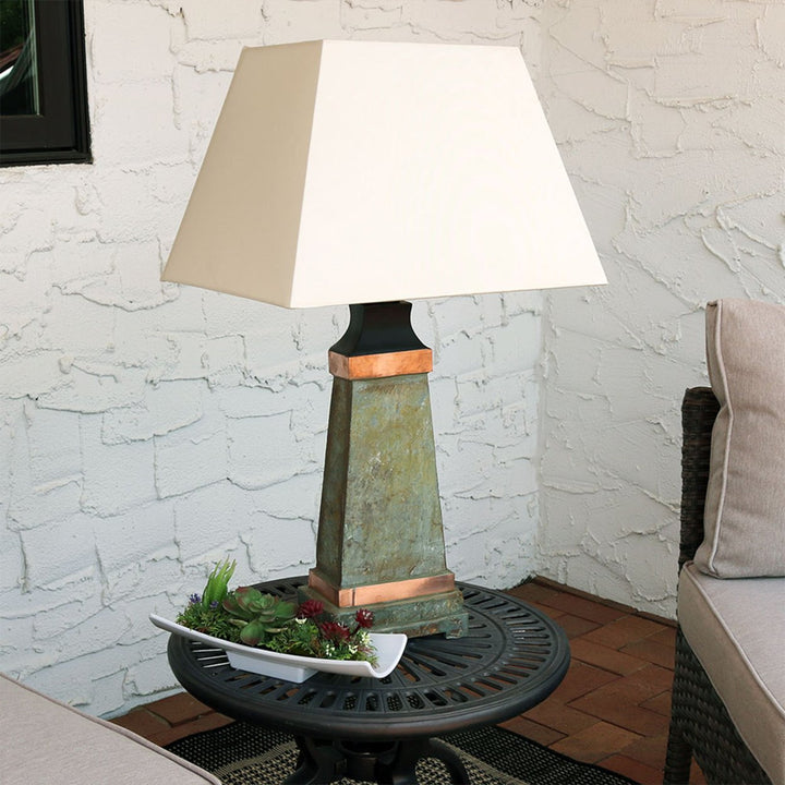 Sunnydaze 30 in Copper Trimmed Slate Indoor and Outdoor Table Lamp Image 10