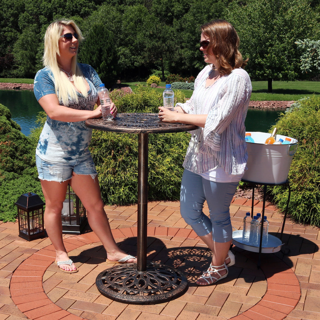 Sunnydaze 26 in Cast Iron Round Patio Bar-Height Table - Bronze Image 7